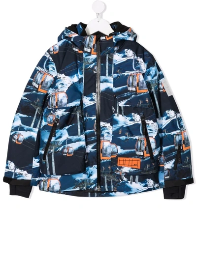 Molo Kids' Cableway-print Jacket In Blue