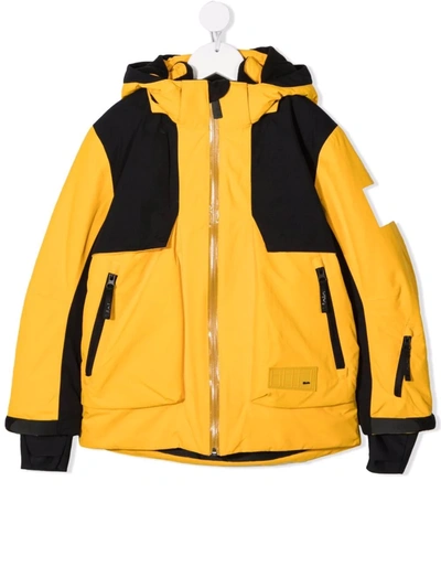 Molo Kids' Two-tone Hooded Jacket In Yellow