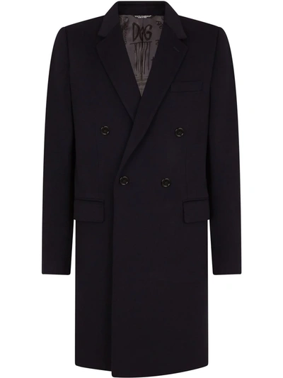 Dolce & Gabbana Double-breasted Mid-length Coat In Blue
