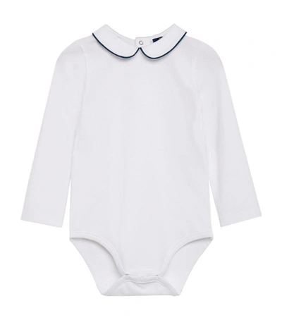 Trotters Piped-collar Milo Bodysuit (0-24 Months) In White