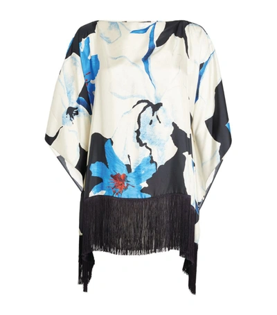 Marina Rinaldi Silk Segno Floral Cape In Multi