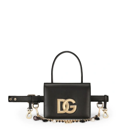 Dolce & Gabbana Calf Leather Belt Bag In Black