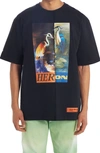 Heron Preston Graphic Print Patchwork T-shirt In Black Orange
