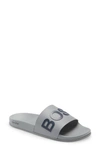Hugo Boss Boss Bay Slide Sandal In Pastel Grey