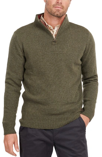 Barbour Men's Nelson Essential Wool Quarter Zip Sweater In Seaweed