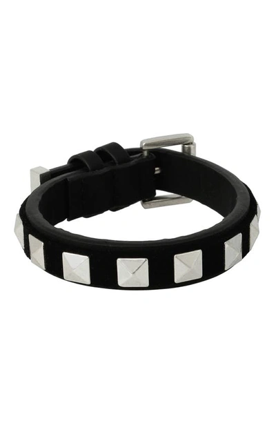 Allsaints Studded Leather Bracelet In Black