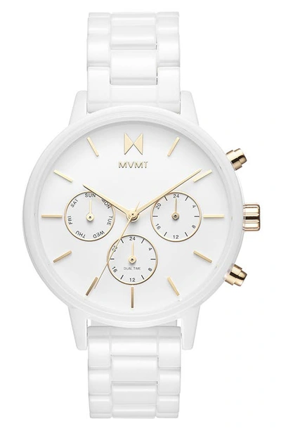 Mvmt Nova Ceramic Chronograph Bracelet Watch, 38mm In White