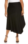 Lyssé Rose Handkerchief Hem Midi Skirt In Black