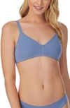 On Gossamer Stretch Cotton Bralette In Blue Mist