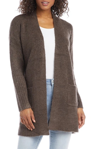 Karen Kane Open Front Cardigan In Brown