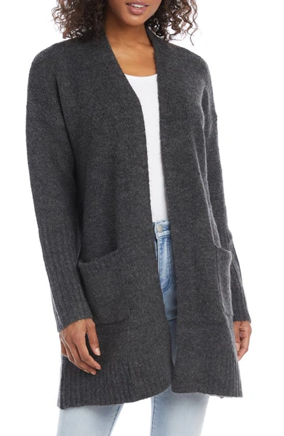 Karen Kane Open Front Cardigan In Charcoal