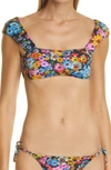 Stella Mccartney Floral Print Bikini Top In Multi Pink