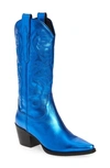 Jeffrey Campbell Dagget Western Boot In Blue Metallic Leather