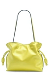 Loewe Flamenco Leather Clutch In Lime Yellow