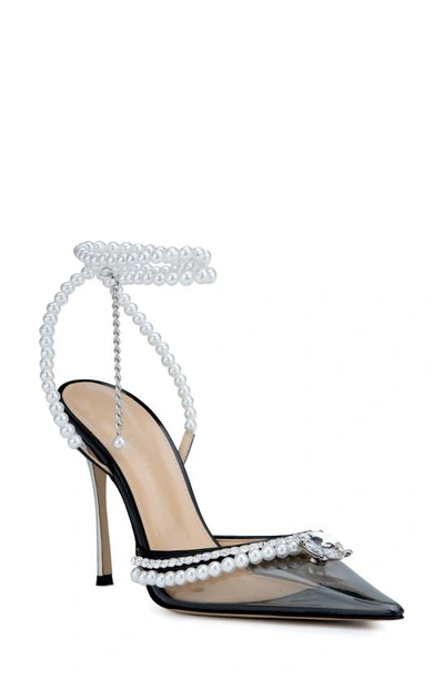 Mach & Mach Diamond Of Elizabeth Embellished Pvc And Patent-leather Sandals In 블랙