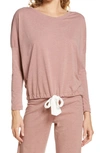 Eberjey Womens Hazelnut Heather Drawstring Cotton-blend Pyjama Top S