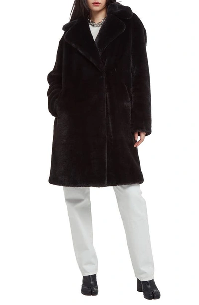Apparis Women's Stella Faux Fur Pea Coat In Black