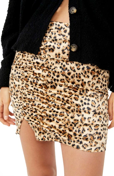 Free People Avas Print Miniskirt In Tan Combo