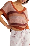 FREE PEOPLE THROUGH THE MOTIONS SHORT SLEEVE SWEATER,OB1325068