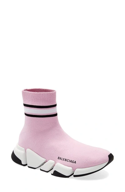 Balenciaga Speed 2.0 Lt Stripe Sock Sneaker In Lilac/ Multic