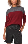 Vince Camuto Extend Shoulder Colorblock Sweater In Earth Red
