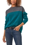 Vince Camuto Extend Shoulder Colorblock Sweater In Vineyard Green