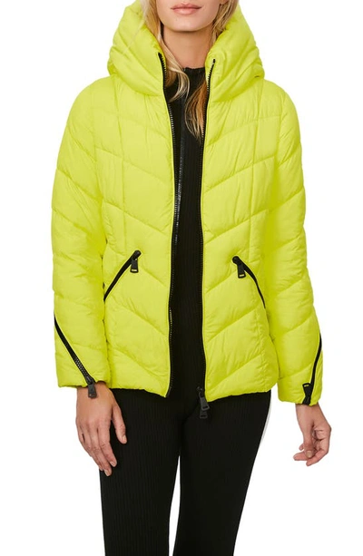 Bernardo Water Resistant Hooded Puffer Coat In Limoncello
