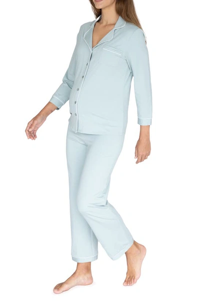 Angel Maternity Button Front Maternity Pajamas In Sage