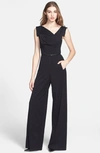 Black Halo Jackie Cap-sleeve Belted Wide-leg Jumpsuit In Black