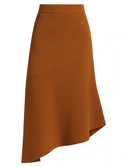 A.l.c Jasper Asymmetric Stretch-knit Midi Skirt In Brown