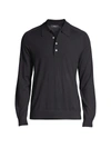 THEORY MEN'S LONG-SLEEVE HEATHERED POLO SHIRT,400013062581