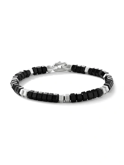 David Yurman Men's Spiritual Beads Sterling Silver & Onyx Hex Bracelet In Black