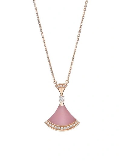 Bvlgari Women's Diva 18k Rose Gold, Diamond & Opal Pendant Necklace In Pink Gold