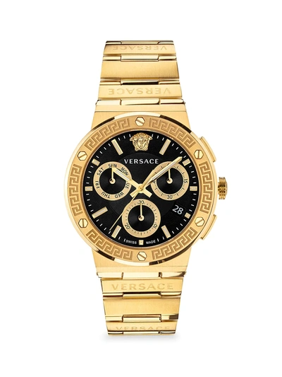 Versace Greca Logo Chrono Ip Yellow Gold Chronograph Bracelet Watch