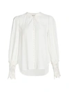 L'agence Ava Lace Cuff Button-up Blouse In Ivory