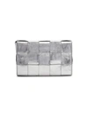 Bottega Veneta Cassette Leather Shoulder Bag In Silver Silver