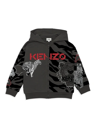 Kenzo Kids' Little Boy's & Boy's Iconic Printed Fleece Hoodie In Black