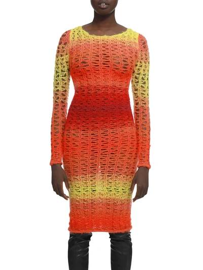 Agr Gradient Knit Midi-dress In Orange Gradient