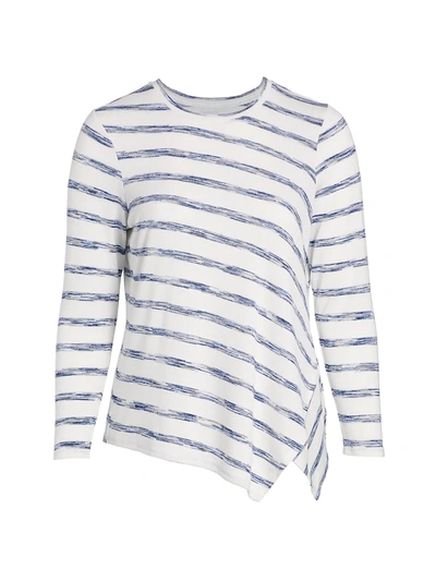 Nic + Zoe, Plus Size Space-dyed Stripe Tee In Blue Mix