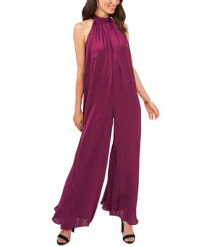 Msk Wide-leg Halter Jumpsuit In Wine