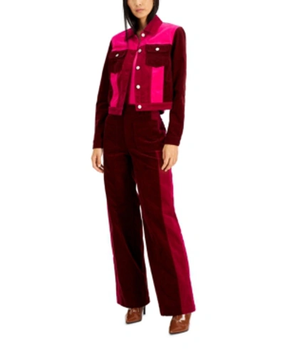 Inc International Concepts Colorblocked Corduroy Wide-leg Pants, Created For Macy's In Red Bay