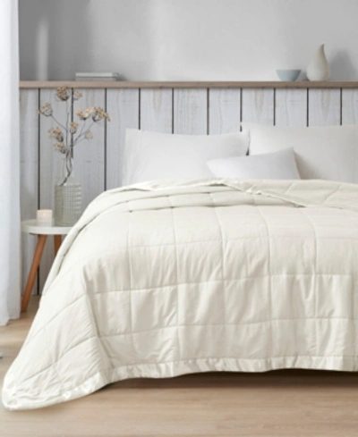 Madison Park Cambria Oversized Down Alternative Satin Trim Blanket, King In Ivory