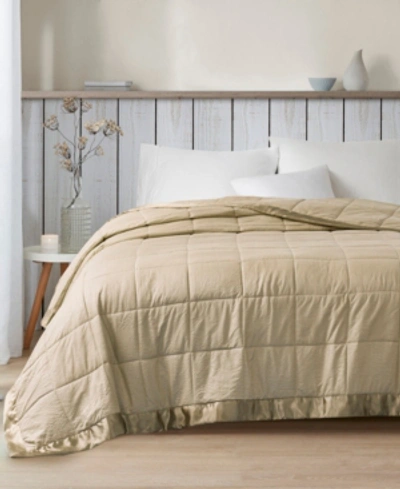 Madison Park Cambria Oversized Down Alternative Satin Trim Blanket, King In Taupe
