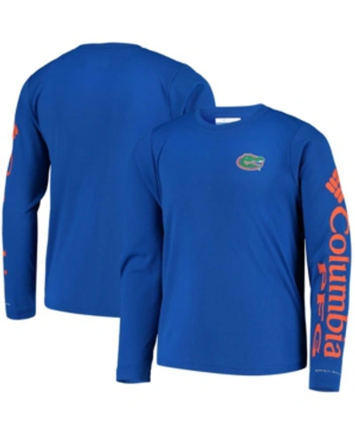 Columbia Kids' Youth Big Boys Royal Florida Gators Pfg Terminal Tackle Long Sleeve Omni-shade T-shirt