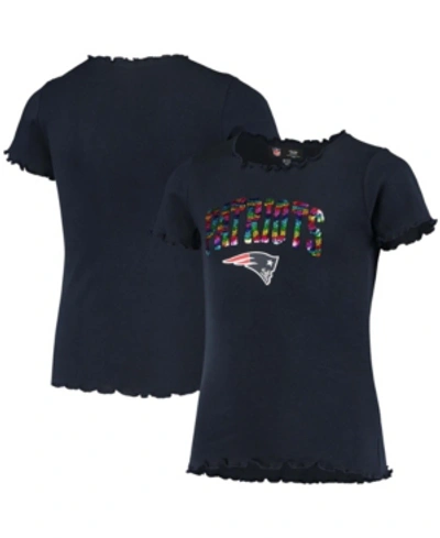 New Era Kids' Youth Big Girls Navy New England Patriots Reverse Sequin T-shirt