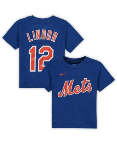 Nike Toddler Boys And Girls Francisco Lindor Royal New York Mets Player Name And Number T-shirt
