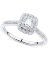 Macy's Diamond Emerald-cut Halo Engagement Ring (1/3 Ct. T.w.) In 14k White Gold In White Gold