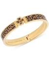 Kate Spade Gold-tone Spade Flower Printed Bangle Bracelet In Brown