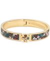 Kate Spade Gold-tone Spade Flower Printed Bangle Bracelet In Multi Floral