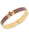 Kate Spade Gold-tone Spade Flower Printed Bangle Bracelet In Red
